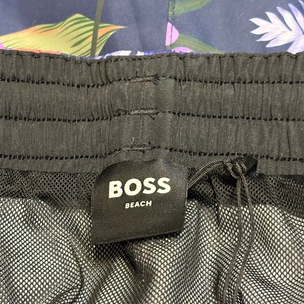 Boss Navy Floral Swim Trunks with Purple & Pink Accents size XL NWT